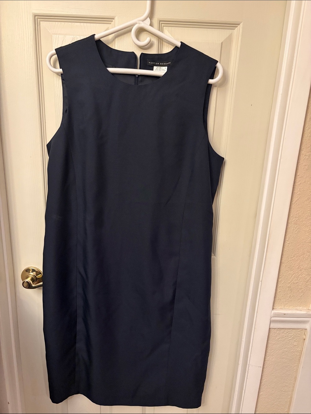 Classic Navy Sleeveless Midi Sheath Dress by Norton Bernard